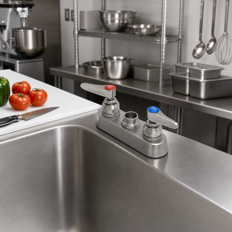 Product image #2 for EverSteel 4-Inch Deck Mount Stainless Steel Workboard Mixing Faucet with Lever Handles, Less Nozzle