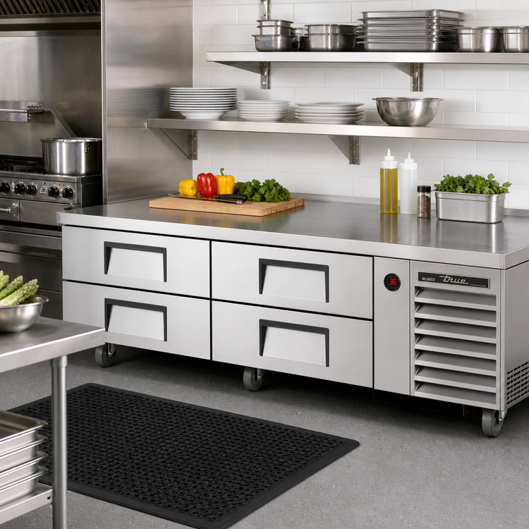 Product image #2 for True 79-1/4-Inch Wide Refrigerated Chef Base with 4 Drawers, Self-Contained Side-Mounted Refrigeration