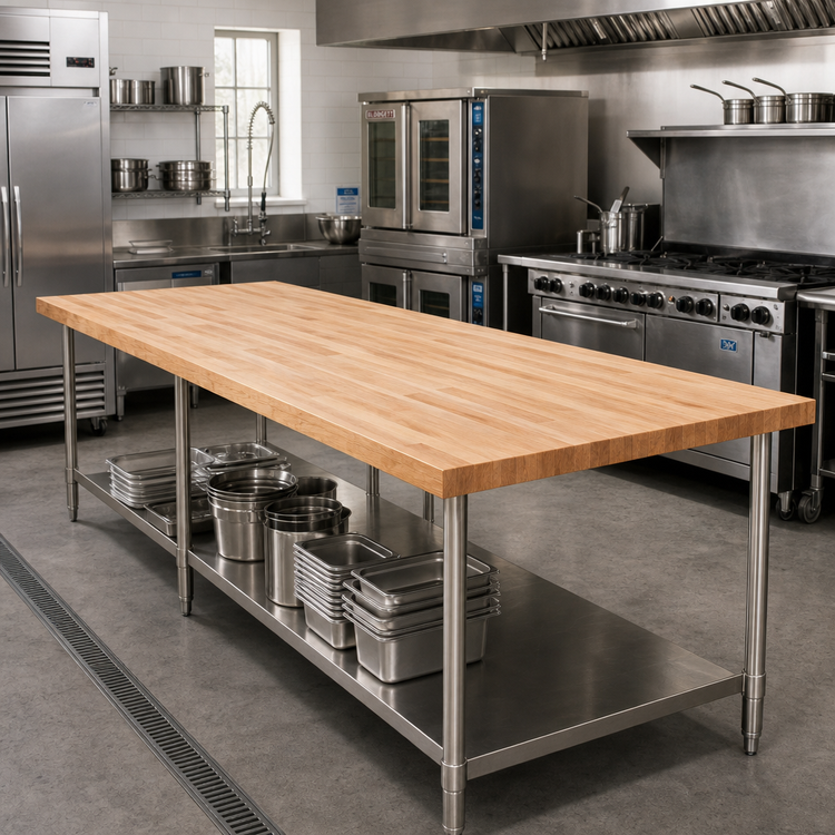 Product image #2 for John Boos Laminated Northern Hard Rock Maple Edge Grain Work Table Top, 144 x 48 x 1-3/4 Inch