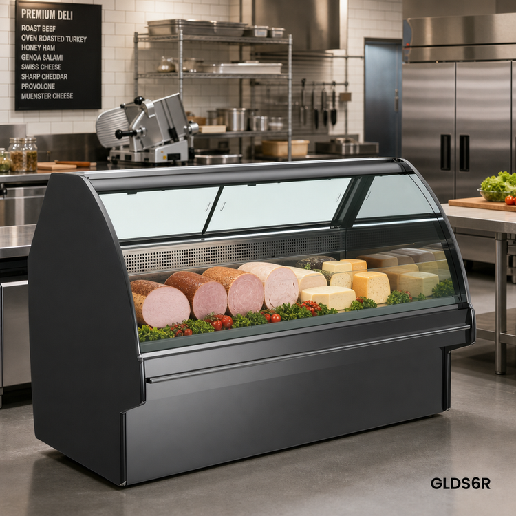 Product image #2 for Fusion® Service Refrigerated Single Deck Deli Merchandiser with Curved Lift-Up Front Glass