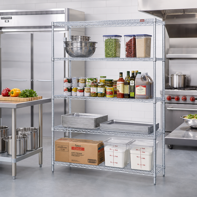 Product image #2 for EAGLEbrite 4-Tier Wire Starter Shelving Unit, 48"W x 18"D x 74"H, Zinc Finish