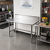 Thumbnail image #2 for Advance Tabco Stainless Steel Work Table, 48 x 36 Inches, 10-Inch Backsplash, Open Base