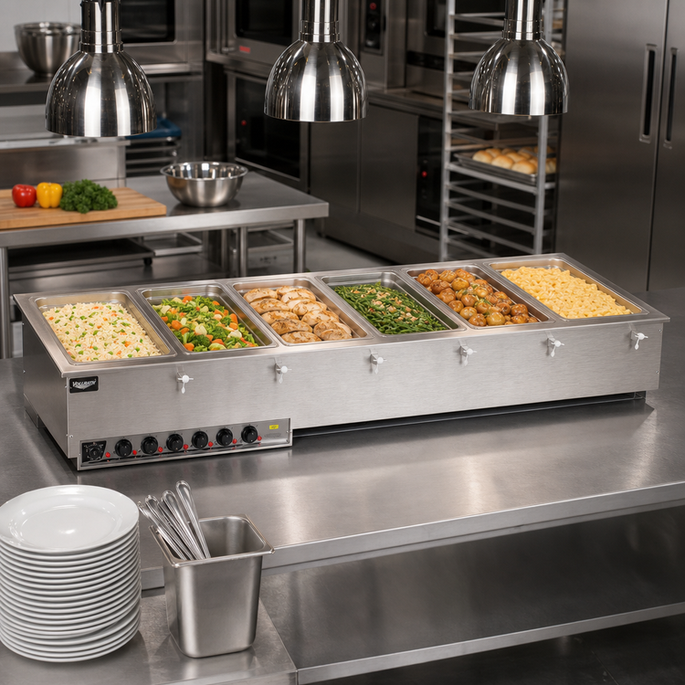 Product image #2 for Vollrath 6-Well Drop-In Electric Hot Food Well with Insulated 12" x 20" Pans, Wet Operation, 208-240V