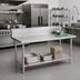 Thumbnail image #2 for Duke 48-Inch x 36-Inch 14 Gauge 300 Series Stainless Steel Work Table with 10-Inch Riser, Marine Edge, and Undershelf