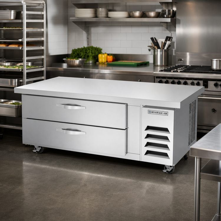 Product image #3 for Beverage-Air 64-Inch Two-Drawer Worktop Chef Base Refrigerator with Extended Top