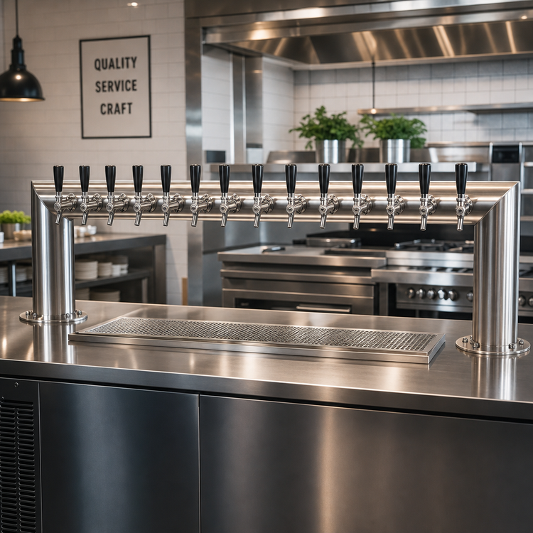 Product image #2 for Pass-Thru Countertop Glycol-Cooled Draft Beer Tower with 14 Stainless Steel Faucets