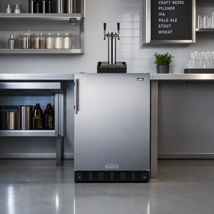 Product image #2 for Summit Commercial 24-Inch Built-In Floating Tap Dual Tap Beer Kegerator, ADA-Compliant, Black Cabinet, Stainless Steel Door, 5.8 Cu. Ft.