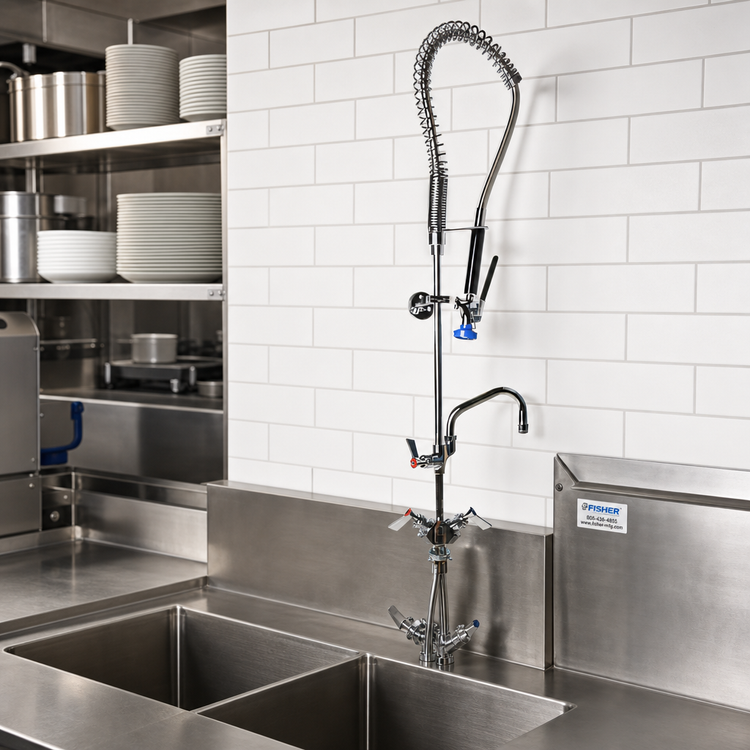 Product image #2 for Fisher Single-Deck Mount Spring-Style Pre-Rinse Add-On Faucet with 12-Inch Swing Spout