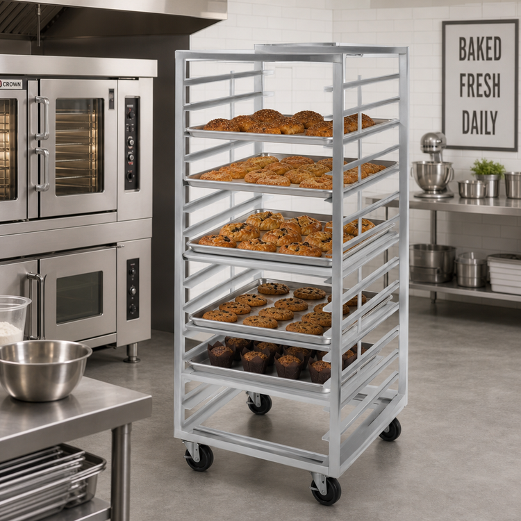 Product image #2 for Channel Manufacturing Double Section Side-Loading No Lift Aluminum Oven Rack, 30-Pan Capacity