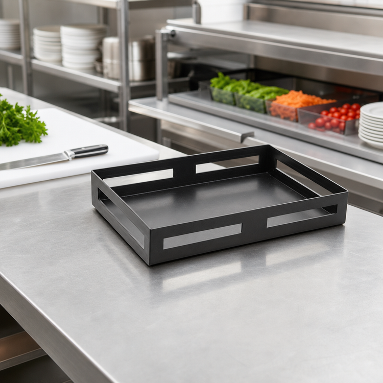 Product image #2 for American Metalcraft Black Rectangular Multi-Function Buffet Riser, 12-1/8 x 8-1/8 x 2 Inch, 403 Stainless Steel