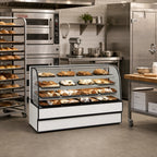 Thumbnail image #2 for Federal Industries Curved Glass Series CGD3648 Curved Glass Non-Refrigerated Bakery Display Case, 36.13" Wide, 3 Tiers, Rear Swing Doors