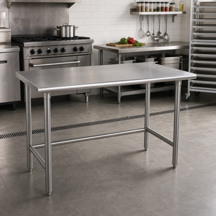 Product image #2 for Advance Tabco 48" x 30" 304 Stainless Steel Flat Top Work Table with Open Base