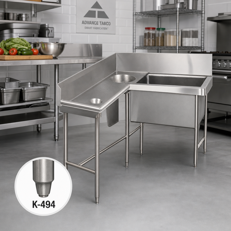 Product image #2 for Advance Tabco Welded Stainless Steel Leg Assembly with Metal Bullet Feet