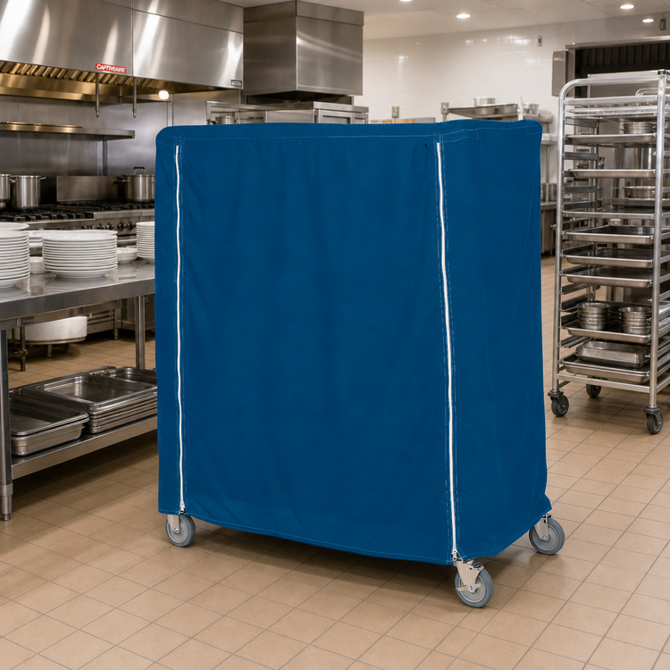 Product image #2 for Metro 60 x 18 x 62 Inch Mariner Blue Nylon Cart Cover for Queen Mary and Banquet Carts