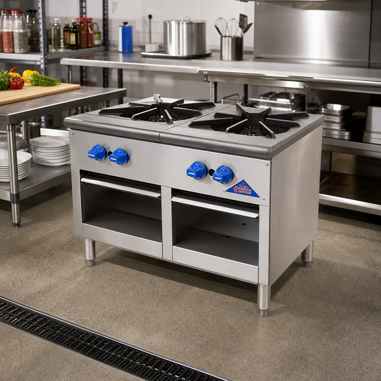 Product image #2 for Comstock-Castle CSP36 36-Inch Gas Stock Pot Range with Double Venturi Cast Iron Burners and Open Front Cabinet Base
