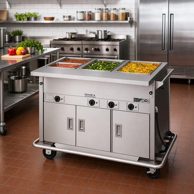 Product image #2 for Dinex ServeXpress Mobile Electric Hot Food Counter with 3 Sealed Wells