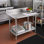 Thumbnail image #2 for Advance Tabco KLG-240 30 x 24 Inch 14-Gauge 304 Stainless Steel Work Table with 5-Inch Backsplash and Adjustable Galvanized Undershelf