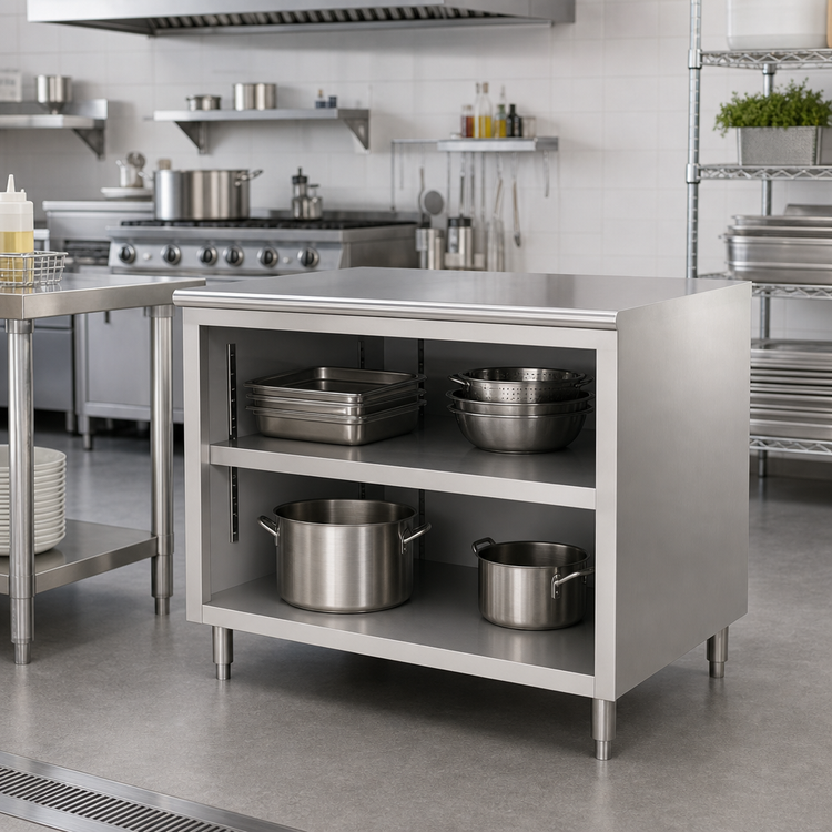 Product image #2 for Sapphire Manufacturing Open Front Enclosed Base Stainless Steel Dish Cabinet with Adjustable Shelf, 36 x 30 x 36 Inches