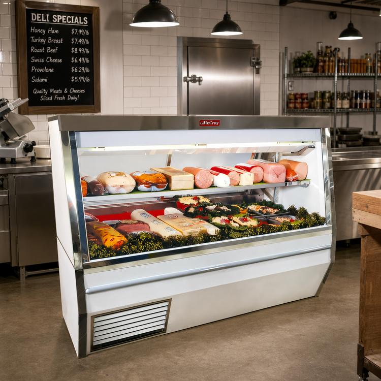 Product image #2 for Howard-McCray 34N Series Double Duty Remote Deli Meat & Cheese Service Case, 120 Inch, Stainless Steel, LED Lighting