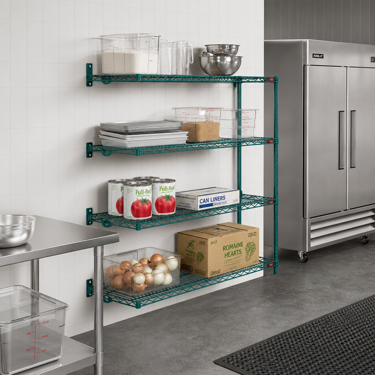 Product image #2 for Eagle Valu-Gard 4-Tier Add-On Wire Shelving Unit, 48 x 18 x 74 Inches, Green Epoxy Finish