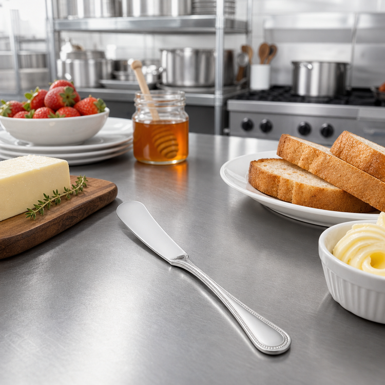 Product image #3 for Deluxe Pearl 6-3/4-Inch Butter Spreader, 18/8 Stainless Steel, Mirror Finish, Extra Heavy Weight