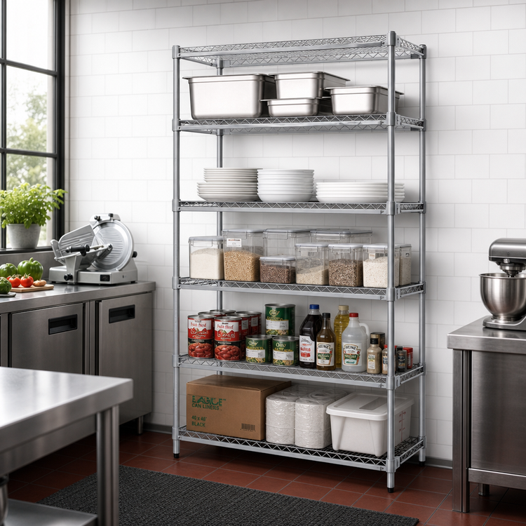 Product image #2 for EagleGard 5-Tier Add-On Wire Shelving Unit, 36W x 18D x 74H in, Hybrid Epoxy Finish