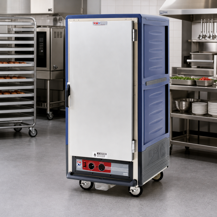 Product image #2 for Metro C5 3 Series 3/4-Height Heated Holding Cabinet with Blue Insulation Armour, Solid Door, and Fixed Wire Slides