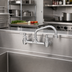 Thumbnail image #2 for Fisher Stainless Steel 8-Inch Center Backsplash Faucet with 12-Inch Swing Spout and Lever Handles