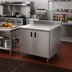 Thumbnail image #2 for Advance Tabco Special Value Economy Enclosed Work Table with Cabinet Base, 36 x 24 Inches, 16 Gauge 304 Stainless Steel Top, 5 Inch Backsplash