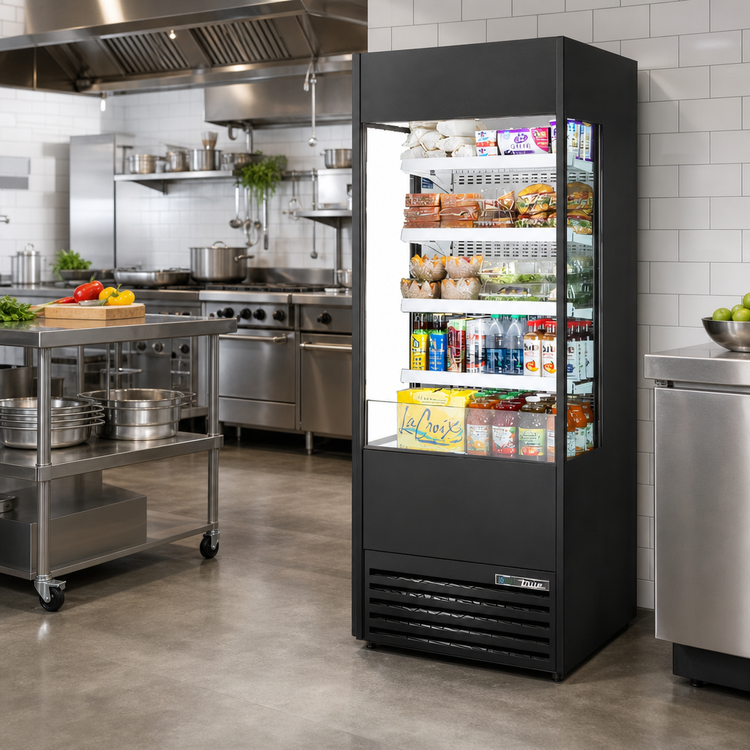 Product image #2 for Vertical Air Curtain Merchandiser Refrigerator, 30 Inch W, Glass Sides, 4 Shelves, Self-Contained R290