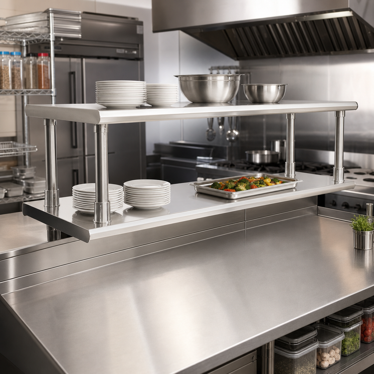 Product image #2 for Eagle Pass-Thru Shelf with Overshelf, 60 x 18 Inches, Stainless Steel