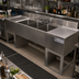 Thumbnail image #3 for BK Resources 60-Inch Three-Compartment Underbar Sink with Dual Drainboards and Lead-Free Faucet