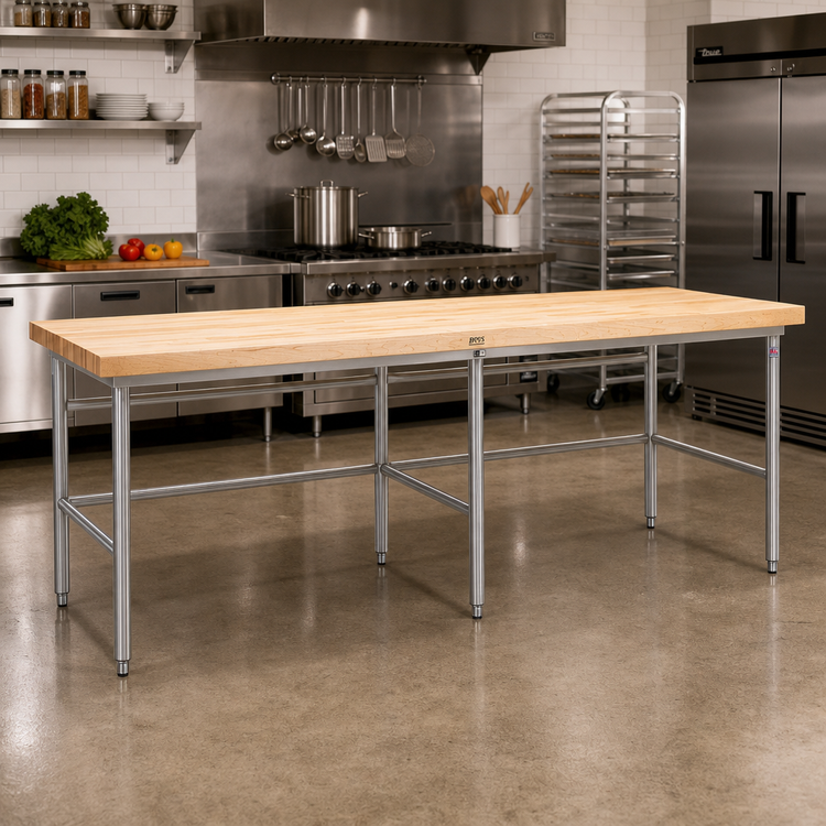 Product image #2 for John Boos Baker's Table Frame for 96" W x 30" D Top, Stainless Steel