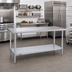 Thumbnail image #2 for Duke Manufacturing 60-Inch x 24-Inch Stainless Steel Work Table with Galvanized Undershelf, Flat Top, No Backsplash