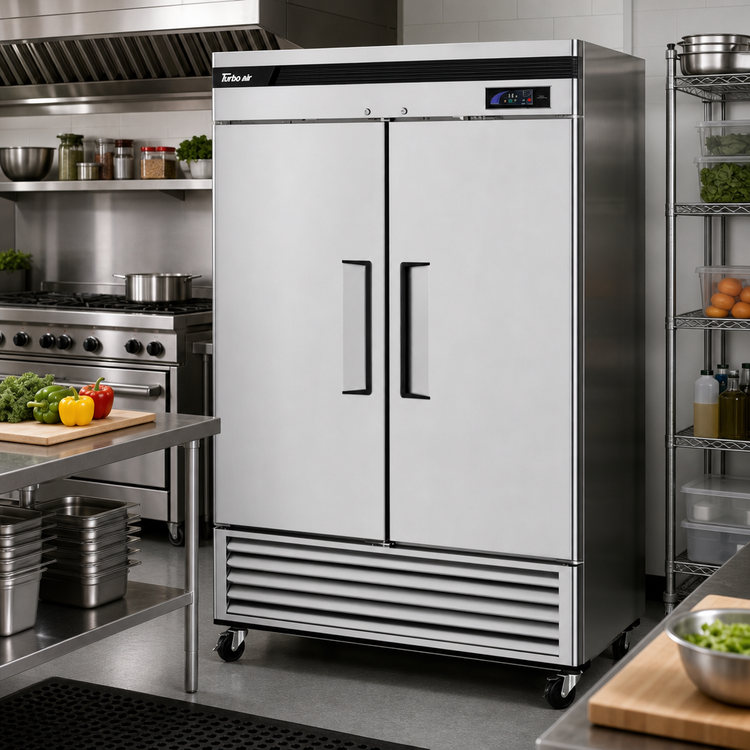 Product image #2 for Turbo Air Super Deluxe Two-Section Reach-In Refrigerator, 42.69 Cu. Ft., Bottom-Mount, Stainless Steel