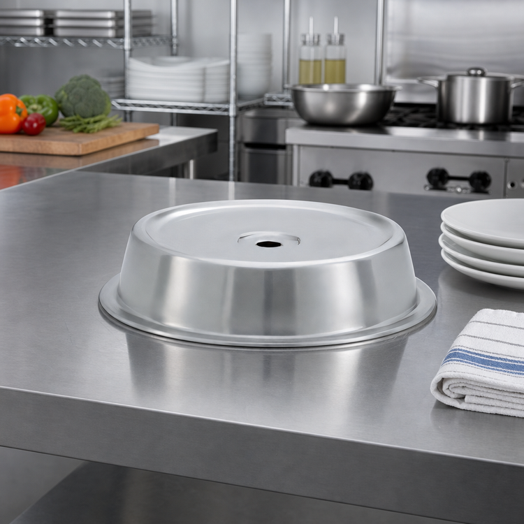 Product image #2 for Vollrath Stainless Steel Satin Finish Plate Cover for 12 7/16" to 12 1/2" Plates
