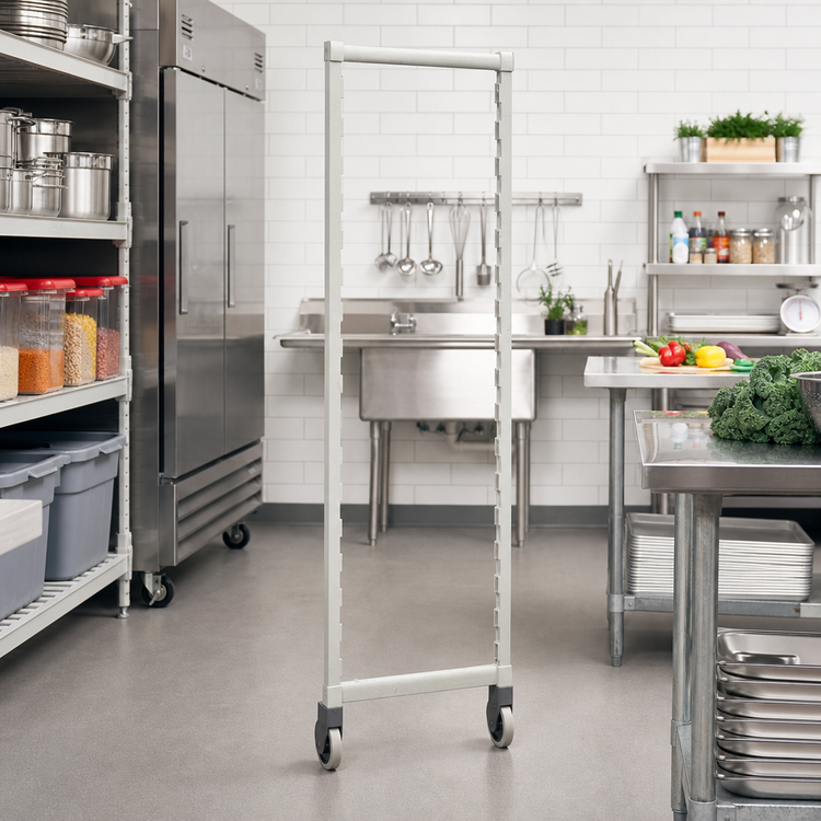 Product image #2 for Cambro Camshelving Premium Series Mobile Post Kit with Rigid Casters, 18W x 75-1/4H, Speckled Gray