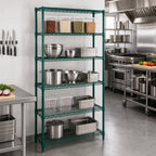 Thumbnail image #2 for Quantum WR63-1830P-5 Wire Shelving Starter Kit, 5 Shelves, 30 in. W x 18 in. D x 63 in. H, Green Epoxy Finish