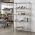 Thumbnail image #2 for Quantum 54-Inch Wide x 18-Inch Deep x 63-Inch High Chrome Plated Wire Shelving Starter Kit, Stationary 4-Shelf