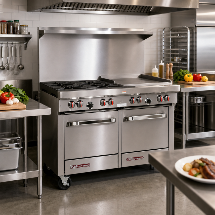 Product image #2 for Southbend S-Series 48-Inch Gas Restaurant Range with Thermostatic Griddle and 2 Space Saver Ovens
