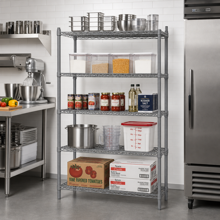 Product image #2 for Valu-Master 5-Tier Wire Starter Shelving Unit, 36 x 21 x 86 Inches, Pewter Gray Epoxy