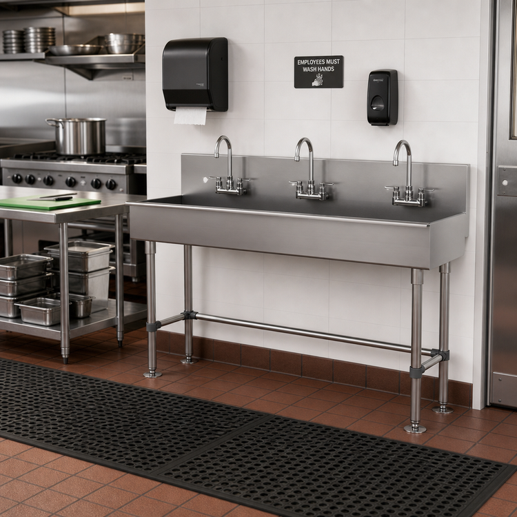 Product image #2 for Advance Tabco 60-Inch ADA-Compliant Multiwash Freestanding Hand Wash Sink with 3 Faucets