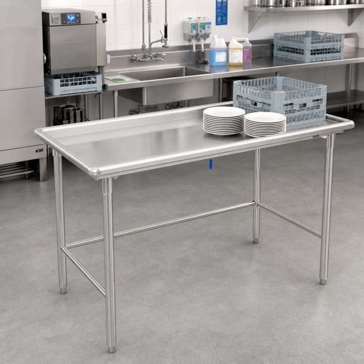 Product image #2 for John Boos 16-Gauge Stainless Steel Dish Sorting Table with 2-1/4 Inch Raised Edge, 48-7/8 Inch W x 30-3/8 Inch D