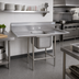 Thumbnail image #2 for Advance Tabco Regaline 1-Compartment Sink with Left and Right-Hand Drainboards, 28 x 20 Inch Bowl, 14 Gauge 304 Stainless Steel