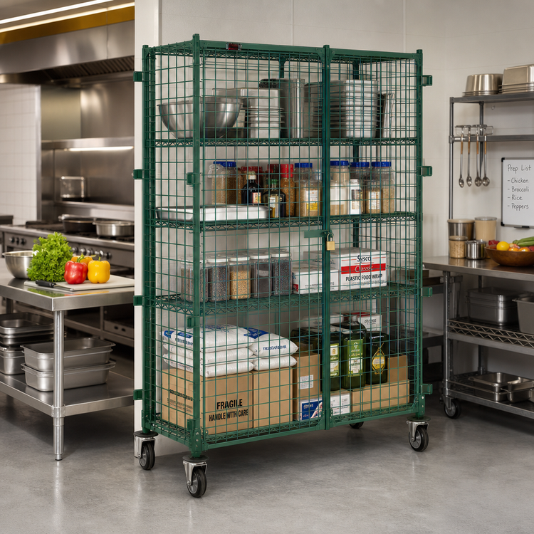 Product image #2 for EagleGard Mobile Wire Security Cage, 51-1/4 x 27-1/4 x 69 Inch, Padlock-Ready Doors