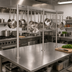 Thumbnail image #2 for John Boos Square Table-Mount Stainless Steel Pot Rack with 33 Double Hooks