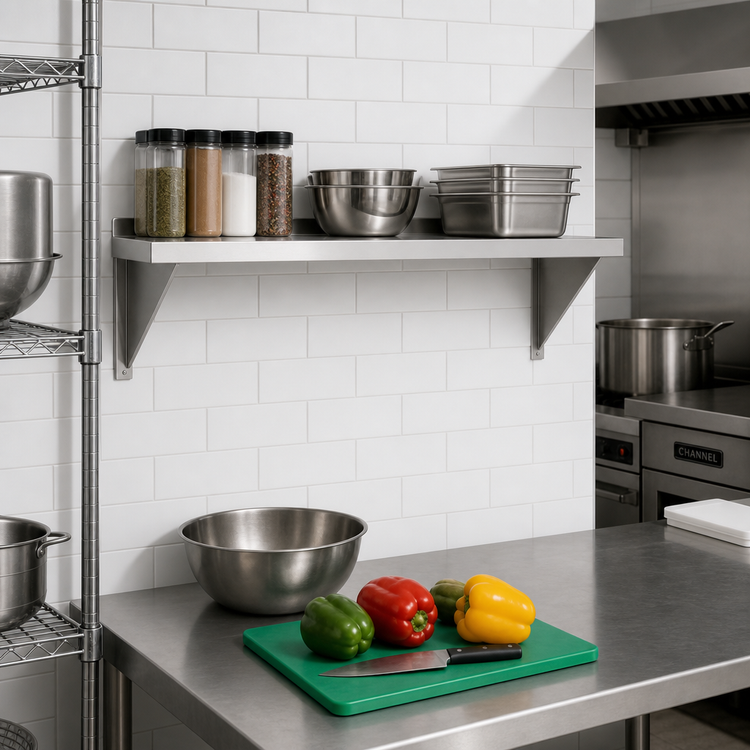 Product image #2 for Channel SWS1224 Solid Knock-Down Stainless Steel Wall Shelf, 24 x 12 Inches
