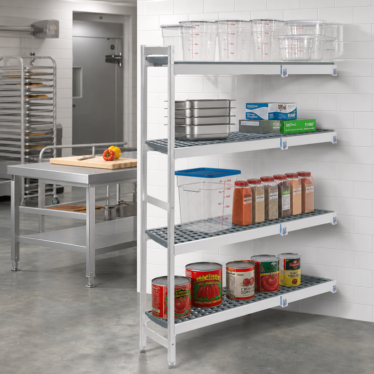Product image #2 for Fermostock 4-Tier Corner Expansion Polymer Shelving Unit, 59W x 14D x 83H