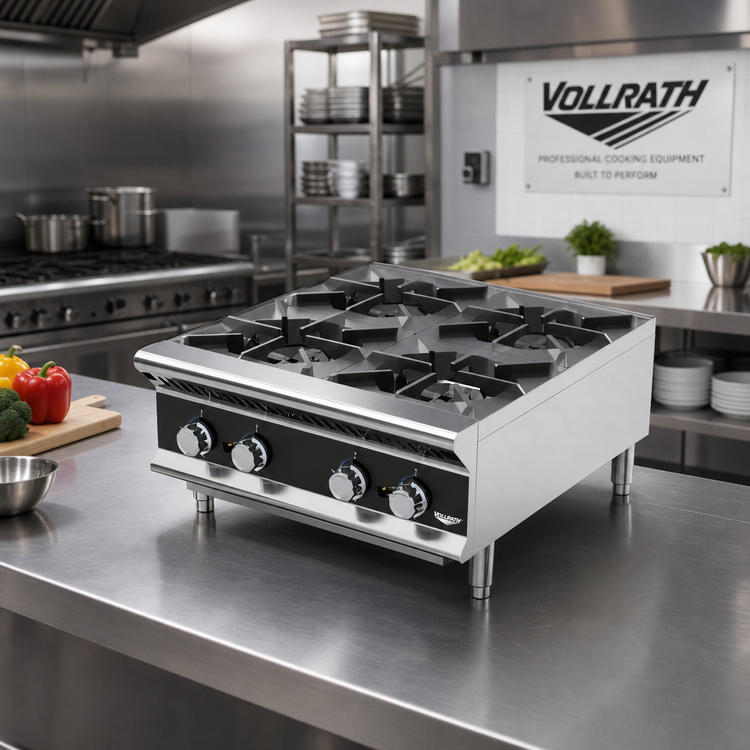 Product image #2 for Vollrath 24.1-Inch Countertop Gas Hot Plate Range, 4 Burners, Stainless Steel