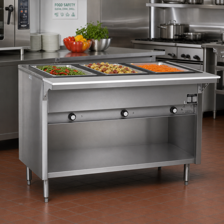 Product image #2 for Spec-Master 33 Inch Electric Hot Food Table with (2) 12 x 20 Wet/Dry Wells, Enclosed Base, 240V/3-Phase
